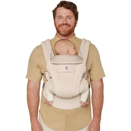 Ergobaby Omni Deluxe Baby Carrier Newborn to Toddler - Breathable Baby Carriers for Summer - All-Position Carrier with Enhanced Lumbar Support & Airflow (7-45 Pounds), Cotton, Natural Beige