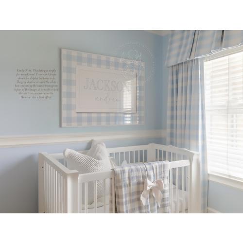 Personalized Boy Name Print: Blue Gingham Nursery Wall Art