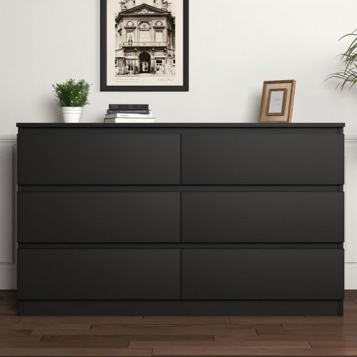 Resenkos Modern Mid Century 6 Drawer Wide Dressers Chests for Bedroom, Chest of Drawer Organizer