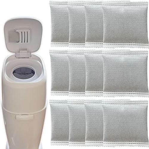 12 Pack Diaper Pail Odor Absorber Carbon Filter Refills for Playtex Diaper Genie Complete Pail, Odor Eliminator for Diaper Genie Systems