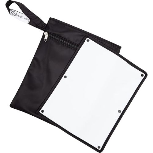 Sarah Wells Pumparoo Wet Dry Bag for Breast Pump Parts – Compact Organizer with Waterproof Pocket, Staging Mat & Fridge Hack – Machine Washable Pumping Accessory (Black)