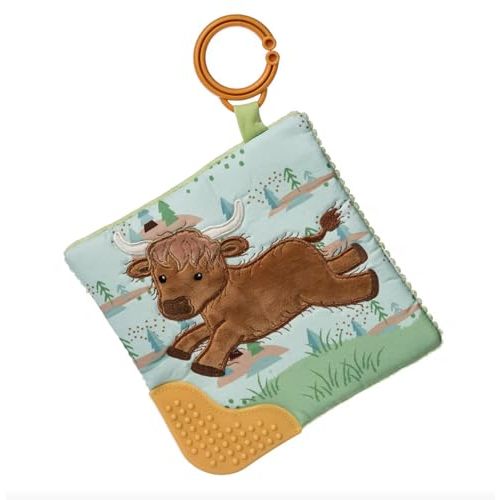 Mary Meyer Crinkle Teether Toy with Baby Paper and Squeaker, 6 x 6-Inches, Hetty Highland Cow
