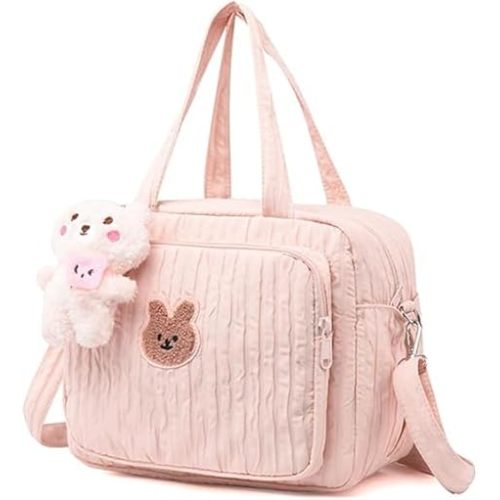 Lushandy Baby Diaper Bag Tote, Mom Bag Crossbody Diaper Bags Baby Travel Bags for Girl Pañaleras Para Bebe (Pink, Large)