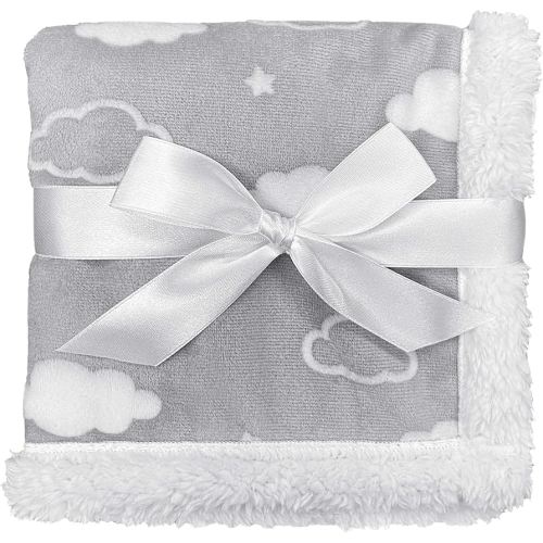 American Baby Company Heavenly Soft Chenille Sherpa Security Blanket (14" x 14"), Gray, Warm and Cozy for Boys and Girls