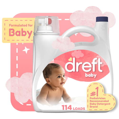 Dreft Hypoallergenic Baby Liquid Laundry Detergent Sensitive Skin for Newborns, 150 fl oz, 114 Loads