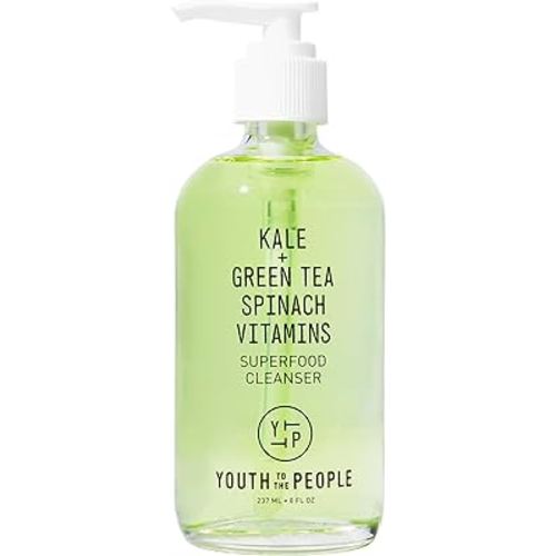 Youth To The People Superfood Facial Cleanser - Kale + Green Tea Daily Face Wash, Gentle Makeup Remover, with Soothing Antioxidants for Glowing Skin, pH Balance, Clean Pores, Sulfate-free, Refillable