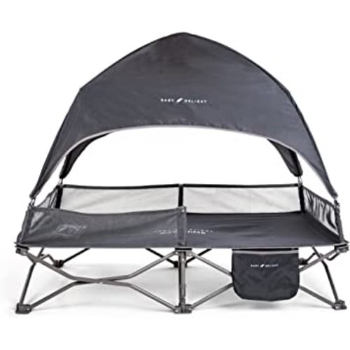 Baby Delight Go with Me Bungalow Deluxe Portable Cot | Toddler Travel Bed | Indoor and Outdoor | Sun Canopy | Grey