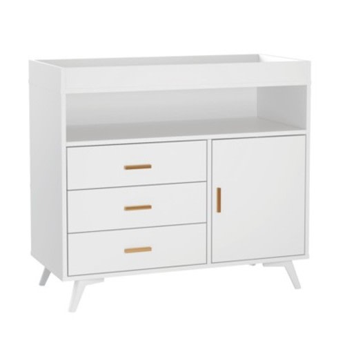 Baby Changing Table Dresser ¨C White, 3-Drawer Nursery Dresser with Removable Changing Pad for Infants