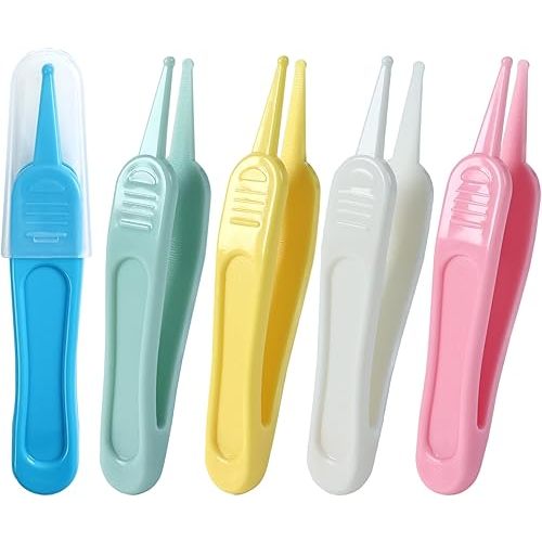5Pcs Nose Cleaning Tweezers, 5 Colors Baby Nose Picker, Effective Booger Remover Tool, Navel & Ear Cleaner Clip for Baby's Care
