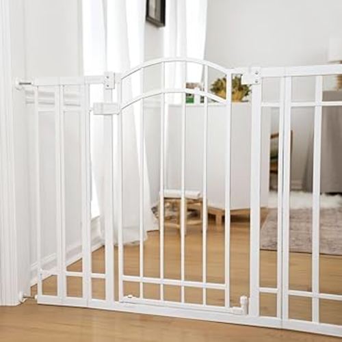 Ingenuity Decorative Extra Tall Baby Gate & Dog Gate, 28.5"-48" Wide, 36" Tall, Hardware or Pressure Mounted, Install on Top or Bottom of Stairs, Banister, or Doorway - White