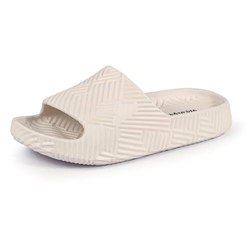 Weweya Slides for Women and Men - Bathroom Shower Shoes - Non Slip House Slippers - Lightweight Beach Sandals