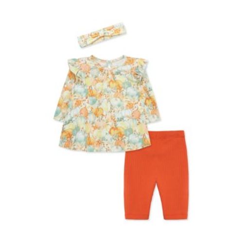 Baby Girls Pumpkin Printed Top Set with Headband