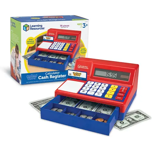 Learning Resources Pretend & Play Calculator Cash Register - 73 Pieces, Ages 3+ Develops Early Math Skills, Play Cash Register for Kids, Toy Cash Register, Play Money for Kids