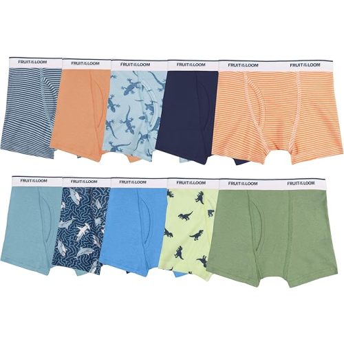 Fruit of the Loom boys And Toddler Boxer Briefs, Tag Free & Breathable Underwear, Assorted Color Multipacks