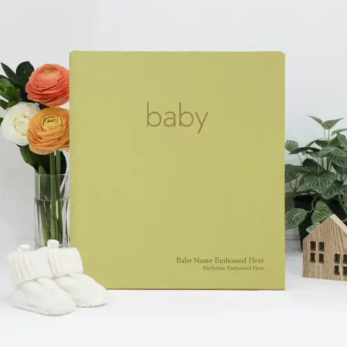 Personalized Baby Memory Binder | Cover: Light Green Cotton