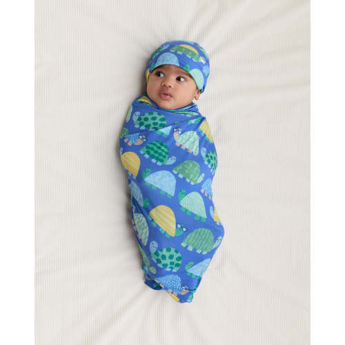 Shell Parade Swaddle & Hat Set | Little Sleepies