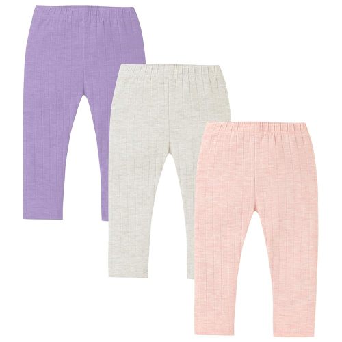 3 Pack Baby Girl Pants Soft Ribbed Leggings for Toddler Girl Newborn Cotton Bottoms Casual Playing Pull On Sweatpants