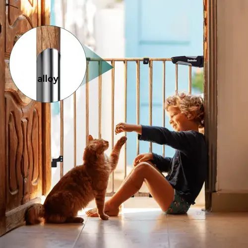 Boundless B17 Wood Pattern | 26-43'' W Metal Safety Baby Gate for Stairs