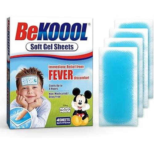 BEKOOOL Soft Gel Sheets for Kids for Cooling Relief from Fever discomfort | 4 Count