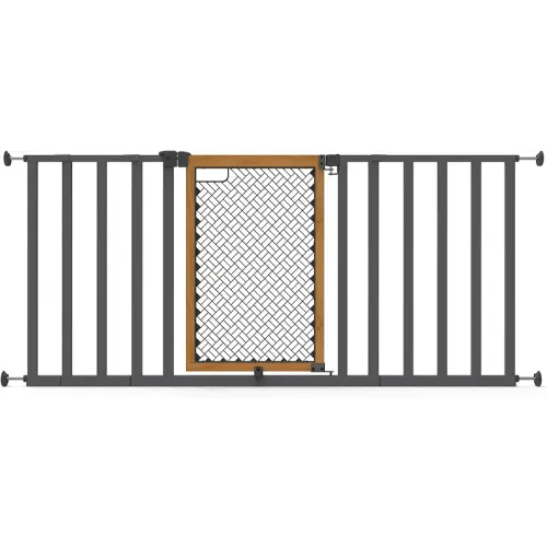 Summer Infant Ingenuity Thruway 60XW Series Extra Wide Safety Pet&Baby Gate,30"-60" Wide,26" Tall,Pressure or Hardware Mounted,Install Wall to Wall in Doorway or Stairway–Honey Oak Stained Wood&Metal