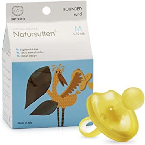Natursutten Pacifier 6-12 - Natural Rubber Pacifier - Eco-Friendly, BPA-Free Butterfly Rounded Baby Pacifier 6-12 Months - Made in Italy - 1 Piece