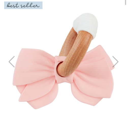 Pink Bow Silicone Ring Teether