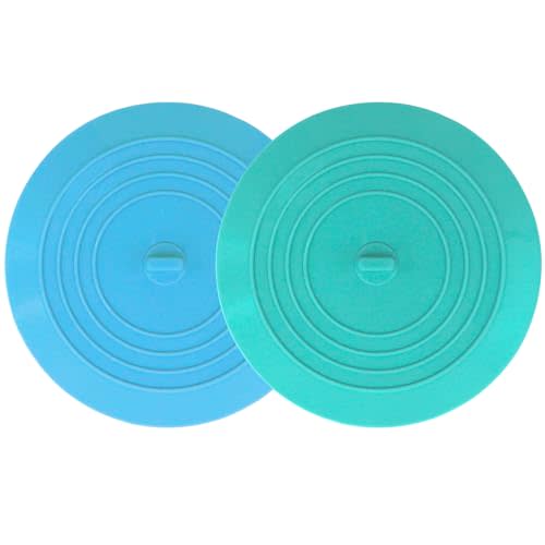 Bathtub Drain Stopper 2 Pack, 5 inches Silicone Tub Stopper Drain Cover, Bath Tub Plug Hair Stopper,Universal Flat Suction Hair Water Shower Stopper Bath Accessories (Blue&Green)