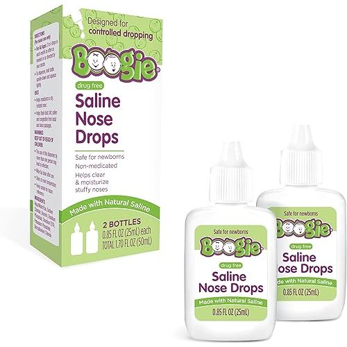 Baby Nasal Saline Drops by Boogie Drops, Allergy Relief, Nasal Decongestant, Pack of 1, 2 Bottles Total…