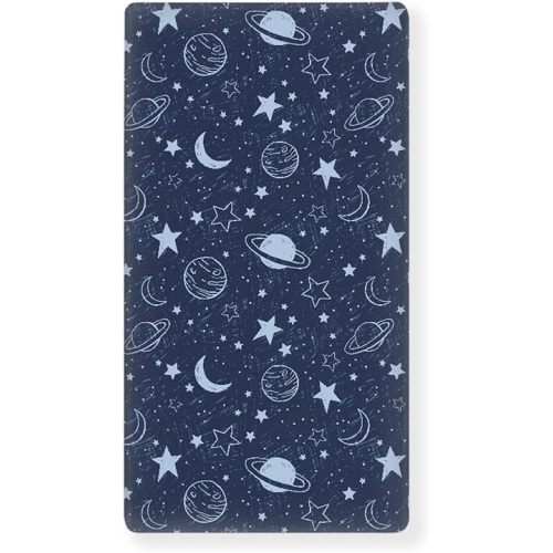 Space Baby Crib Sheets for Boys Girls Stars Planet Fitted Crib Sheet for Standard Crib and Toddler Mattress Navy Blue Baby Mattress Sheets Toddler Bed Sheet 52x28x8 in