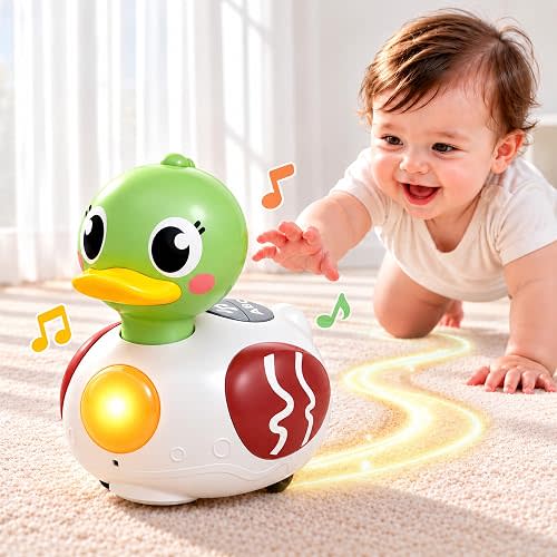iPlay, iLearn Baby Musical Duck Toy, Tummy Time Crawling Toy for 6-12 Month