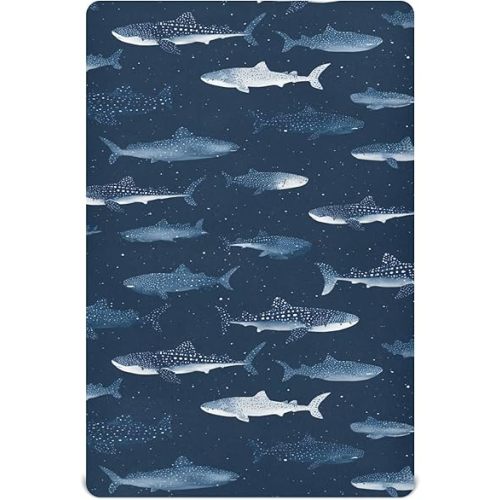 Cute Whale Sharks Crib Sheets Soft Breathable Fitted Baby Crib Sheets Mattress Cover for Girls Boys, 52" x 28" x 9"