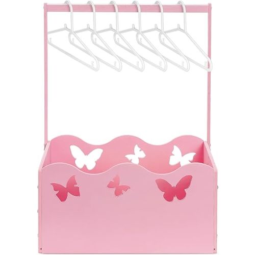 Suzile Baby Shower Basket Wooden Crate Closet Storage with Handle Baby Registry Hamper Pregnancy Gift for New Parent(Butterfly,Pink)