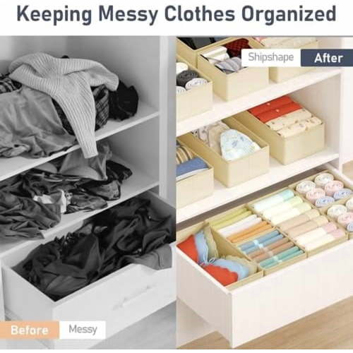 Drawer Organizer Clothes Storage - 18 Pack Baby Dresser Organizer for Nursery, Foldable Drawer Dividers for Bedroom Closet Organization, Fabric Storage Bins for Socks, Underwears, Bras