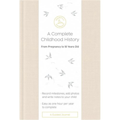 Promptly Journals, A Complete Childhood History: From Pregnancy to 18 Years Old (Sand, Tan, Linen) | Baby Book and Pregnancy Journal | Baby Memory Book