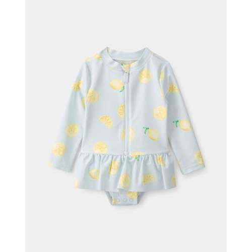 Baby Girl 1-Piece Lemon Rashguard Swimsuit - Blue | Carter's