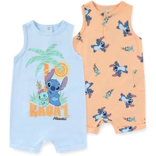 Disney Lilo & Stitch Baby Boys 2 Pack Tank Top Romper for Infant