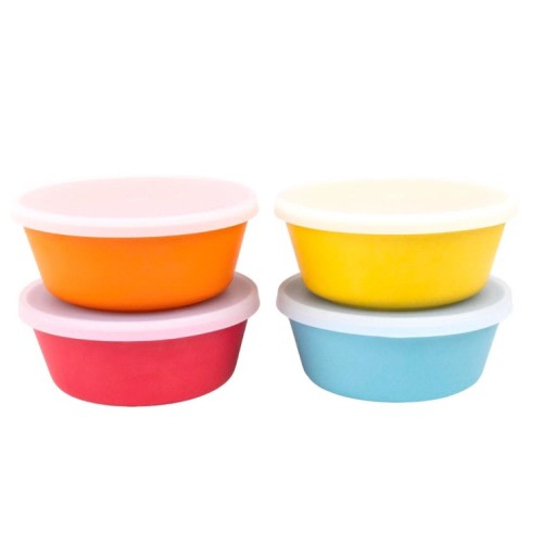 WeeSprout | Bamboo Bowls with Silicone Lids | Set of 4 | 10 oz