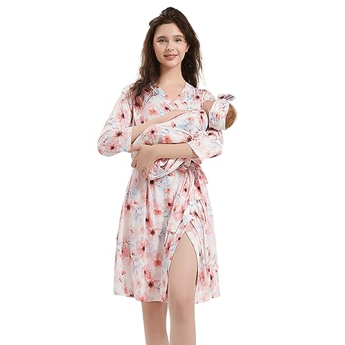 Galabloomer Maternity Robe and Receiving Blanket, Matching Mommy Labor Robe | maternity robe and swaddle set ,mommy and me, maternity robe for hospital, mommy and me hospital outfits