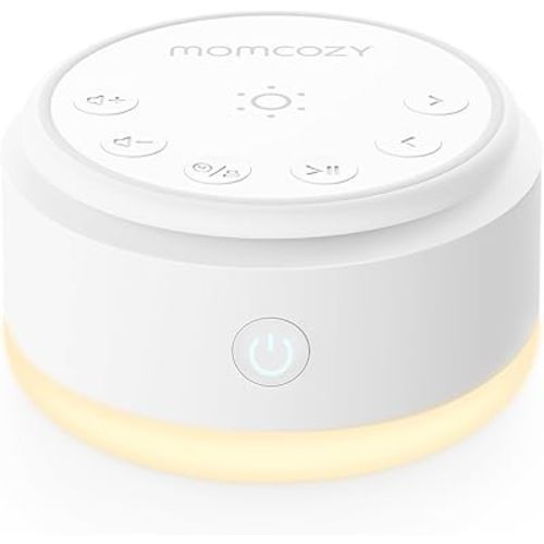 Momcozy White Sound Machine for Baby Kids - Portable Sound Machine with Night Light, 20 Soothing Sounds for Sleeping, Personalized Timer and Memory Function（Warm Light）