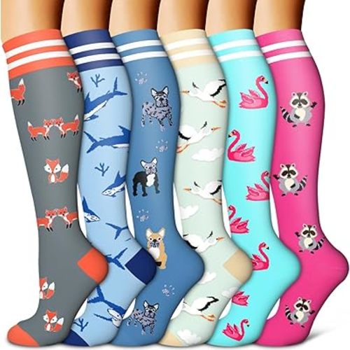 BLUEENJOY Copper Compression Socks for Women & Men (6 pairs) - Best Support for Nurses, Running, Hiking, Recovery