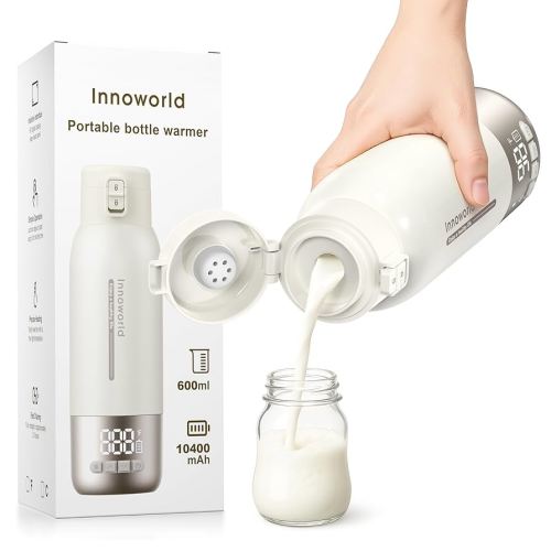 Portable Bottle Warmer for Travel, 20 oz Large Capacity Bottle Warmer On The Go, 10400mAh Long-Lasting Battery&Super Fast Charging in 2.5 Hours, Fast Heating for Breastmilk, Formula, Water