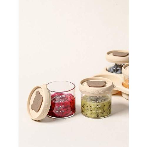 Cozy Pixies 4-Piece Set Of Baby Feeding Accessories, Milk Powder Box And Packing Box, Cute Bear Pattern. | SHEIN USA