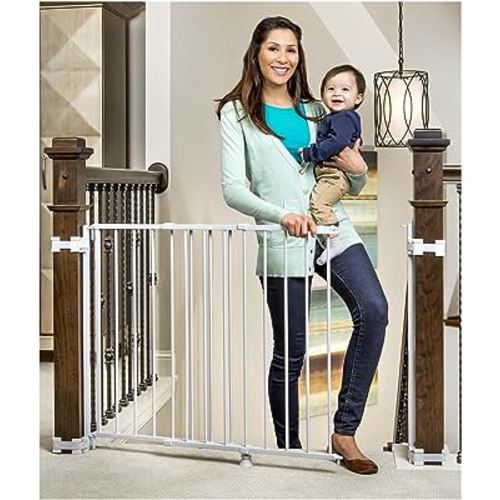 Regalo Safety top of Stairway & Bottom Extra Wide Baby Gate, Includes Banister & Wall Mounting Kit, Babies, Toddlers & Pets, Ages 6–24 Months, Tested & Trusted, American Designed, Family Owned