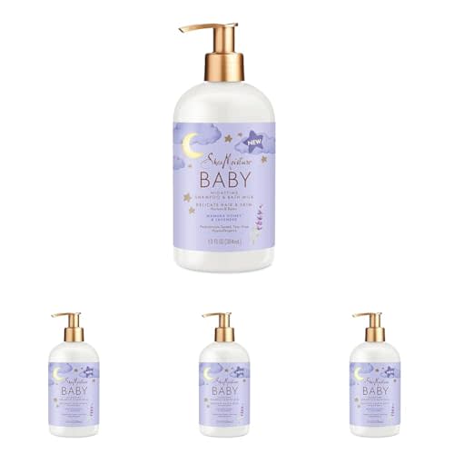 Shea Moisture Baby Shampoo & Bath Milk Manuka Honey & Lavender for Delicate Hair and Skin Nighttime Skin and Hair Care Regimen 13 oz (Pack of 4)