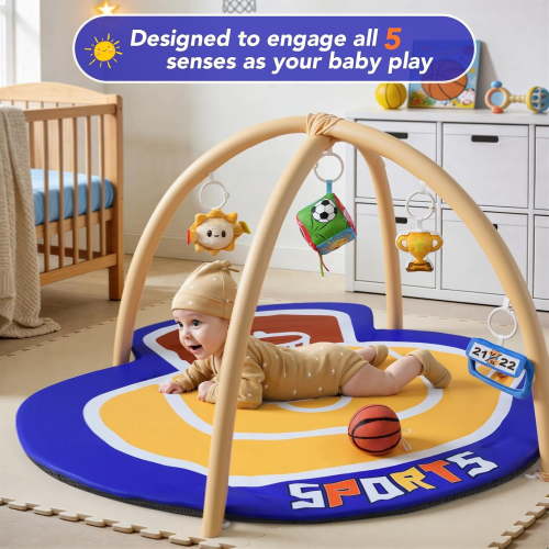 Gym Mat, Oversize Basketball Court Shaped Tummy Mat, Activity Mat for Floor Promote Motor Skill & Sensory Development, Newborn Infant Essentials Gift