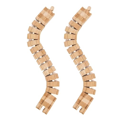 2 PCs - Wooden Bendable Zany Track for Wood Trains - Train Track Accessories Compatible with All Wooden Train Track Sets