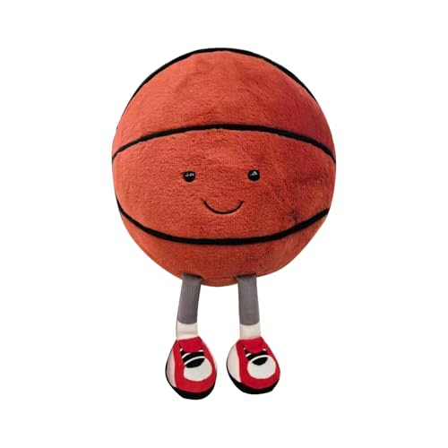 MUALML Cute Basketball Stuffed Animal Funny Basketball Gift, Soft Ball Plush with Legs Adorable Sports Throw Pillow for Boys Girls Room Decor