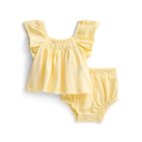Wonder Nation Baby Girls Seersucker Romper & Bloomers with Flutter-Sleeve, 2-Piece Set, Sizes 0–24M