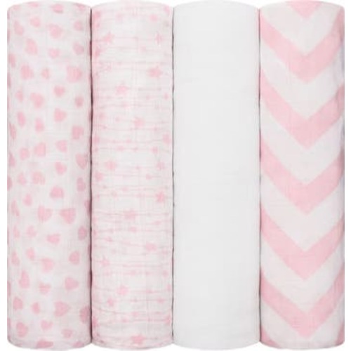 Muslin Swaddle Blankets, 4 Pack