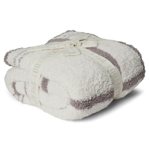 Barefoot Dreams, Unisex, CozyChic® Grid Plaid Stroller Blanket (Infant), Cream/Beach Rock, Baby